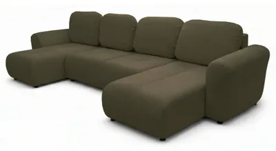 Produktbild von Selsey OLIDO – Wohnlandschaft in U-Form mit Schlaffunktion, Oliven-Velours