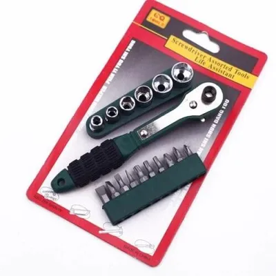 Produktbild von Steckschlüssel und Bit Set 17-teilig – Schraubendreher-Satz mit Bithalter und Stecknüssen 5–13 mm, Werkzeugset für Heimwerker und Werkstatt