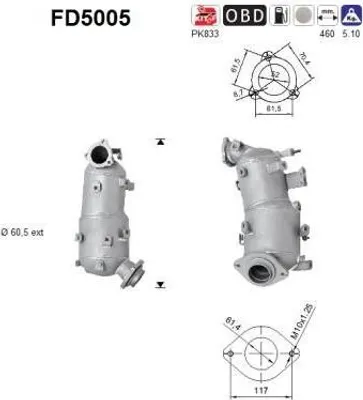 Produktbild von AS FD5005 Dieselpartikelfilter Rußpartikelfilter DPF für TOYOTA AURIS (NRE15, ZZE15, ADE15, ZRE15, NDE15) Abgasanlage Diesel