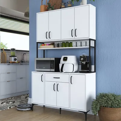 Image de Skye Decor, JE127 -2984, armoire multifonctionnelle, blanche, panneau de particules 100 % mélaminé de classe E1, 120 x 40 x 198,6 cm