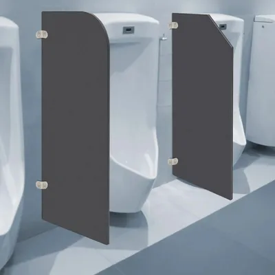 Zdjęcie produktu dla Przegroda do pisuaru - Parawan do WC - 90×40 cm - Zaokrąglone narożniki - Montaż ścienny - Laminat kompaktowy z żywicy fenolowej i stal nierdzewna 304 - Do toalet publicznych - Żółty