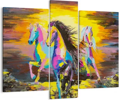 Produktbild von Bild auf Leinwand - Leinwandbild - Pferd Natur Tier - 95x80cm - Wand Bild - Wanddeko - Wandbilder - Leinwanddruck - Bilder - Kunstdruck - Wanddekoration - Leinwand bilder - Wandkunst - CB95x80-3433