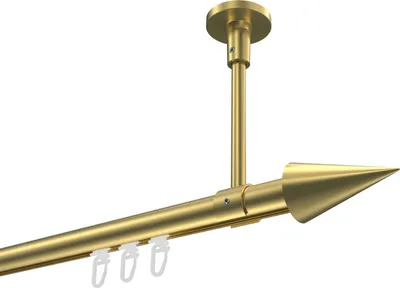 Produktbild von Interdeco Innenlaufstange / Gardinenstange mit Innenlauf Messing-Optik, Typ Sonette Savio (Kegel) Deckenmontage, 20 mm Ø 1-läufig, 400 cm