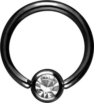 Produktbild von Intim-Piercing, Septum Piercing Chirurgenstahl Klemmkugelring KRISTALL Schwarz Innendurchmesser: 8 mm