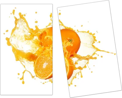 Produktbild von Spritzschutz Herdabdeckplatte Schneidebrett aus Glas Saft aus Orange 2-Teilig (60x52cm)