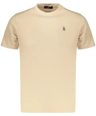 Immagine prodotto di Maglietta da uomo a maniche corte beige con ricamo e scollo rotondo