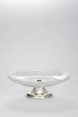 Produktbild von Konfektplatte Glas auf Fuß Höhe 5,0 cm Durchmesser 15,0 cm versilbert Anlaufgeschützt