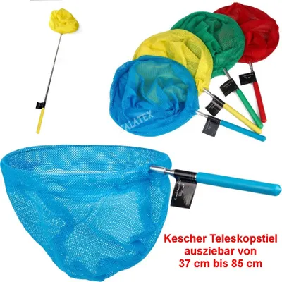 Produktbild von GKA Kinder Kescher Teleskopstiel Pool Fangnetz Teichkescher Strand Schmetterling Angeln Aquarium Poolreiniger