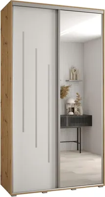 Produktbild von MEBLE KRYSPOL Cannes 9 Schrank mit 2 Schiebetüren - 205,2x130x45 cm - Artisan Weiß Silber