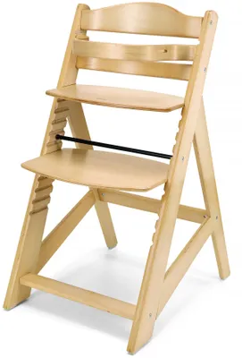 Image de Chaise haute en bois - Chaise haute en bois à hauteur réglable - S'adapte à la croissance de l'enfant de 7 à 12 ans - Repose-pieds et siège ergonomiques - Sans coussin