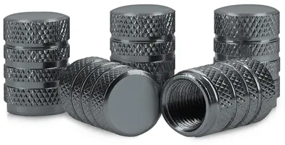 Produktbild von kwmobile 5x Auto Ventilkappen Abdeckung - Autoventil Schraderventil Metall Kappen - PKW Fahrrad Motorrad Ventildeckel in Anthrazit