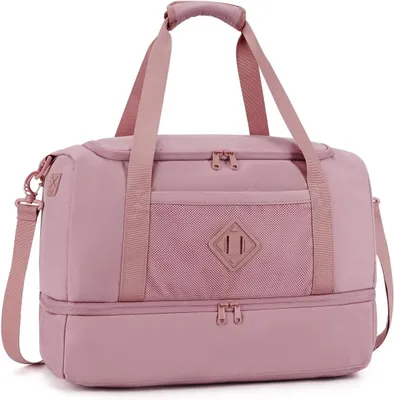 Image de Sac de voyage cabine - Sac de week-end pour avion - Rangement sous le siège - Compartiment étanche pour chaussures - 45x36x20 cm - Rose clair