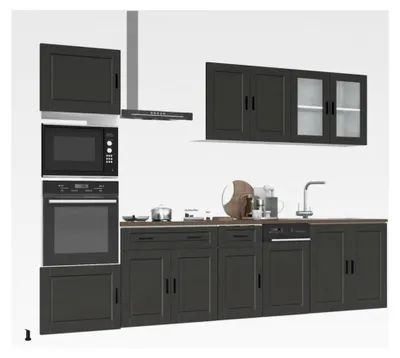 Produktbild von Küchenschrank-Set, 7-teilig, Porto, schwarz, Holzwerkstoff