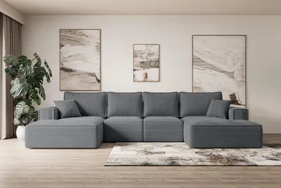 Produktbild von ALTDECOR Ecksofa mit Schlaffunktion und Bettkasten - Corner Sofa Eckcouch Couch U-Form universal, links/rechts angeordnet Schlafcouch Ausziehbar Wohnlandschaft SIERRA-U-S - 349x161x87 cm Duneklgrau