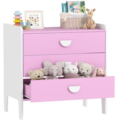 Produktbild von Kindergarderobe für Spielzeug - Aufbewahrungsschrank - 3 Schubladen - Holz - Für Kleinteile