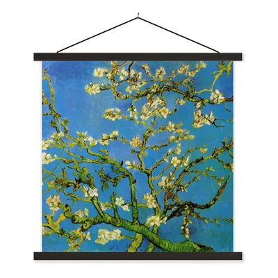 Produktbild von MuchoWow® Textilposter Mandelblüte - Vincent van Gogh 120x120 cm mit schwarzem Rahmen - Aufhängungsset