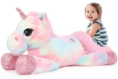 Zdjęcie produktu dla Ogromny pluszowy jednorożec, 80 cm, różowy, pluszowa zabawka, idealna jako prezent dla dzieci i dziewczynek