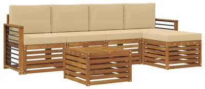 Productafbeelding van vidaXL Tuinset met 6 zitplaatsen, natuurlijke en beige kleuren