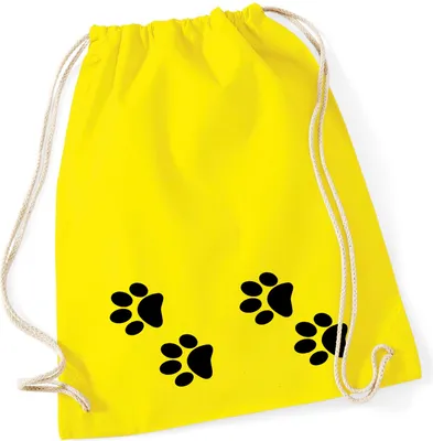 Produktbild von Huuraa Turnbeutel Fußtapsen Tapsen 12 Liter Yellow Baumwolle Rucksack Geschenkidee