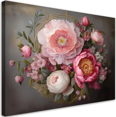 Produktbild von Leinwandbild Natürliche Blumen und Blätter 120x80 Feeby Rosa bild für die wand bereit zum aufhängen
