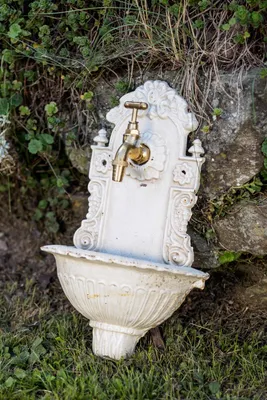 Produktbild von Waschbecken Wandbrunnen Garten Eisen Nostalgie antik Stil Brunnen weiss