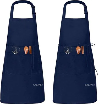 Produktbild von Famanu Schürze 2 Stück verstellbar mit 2 Taschen - Kochschürze, BBQ-Schürze, Küchenschürze