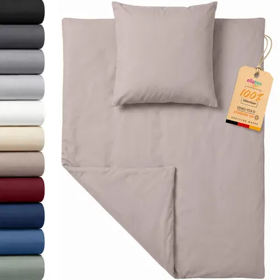 Produktbild von EllaTex Premium Mikrofaser Bettwäsche 135x200 + 80x80 cm – weiches Bettwäsche Set mit Reißverschluss, Farbe: Taupe