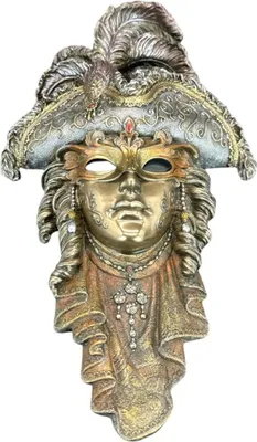 Produktbild von Wandmaske „Venezianischer Hut“ – bronziert, handbemalte dekorative Wandskulptur,  Maskendeko, 33 cm WU75066V4