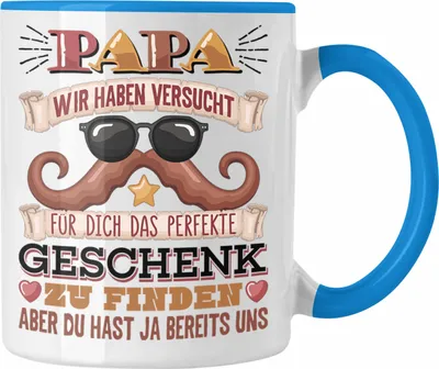Produktbild von Trendation - Bester Vater Papa Tasse Geschenk zum Vatertag Lustiger Spruch von Kindern an Papa Geburtstag (Blau)
