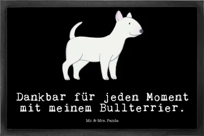 Produktbild von Mr. & Mrs. Panda Schmutzfangmatte Bullterrier Moment 50 x 75 cm - Schwarz - Geschenk, Türmatte, Fussmatte, fußmatte, abstreifer, bodenmatte