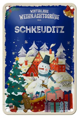 Produktbild von Blechschild Weihnachtsgrüße SCHKEUDITZ Geschenk Dekoration 12x18cm