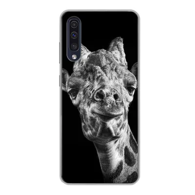 Produktbild von MuchoWow® Handyhülle Schutzhülle Hülle für Samsung Galaxy A50 Giraffe - Tier - Schwarz - Weiß Silikon Softcase Handy Hülle - Mobiltelefonhülle