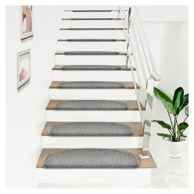 Produktbild von Stufenmatte Set 15 Stück Halbrund 65 x 24 cm Treppenschoner Selbstklebend Hellgrau