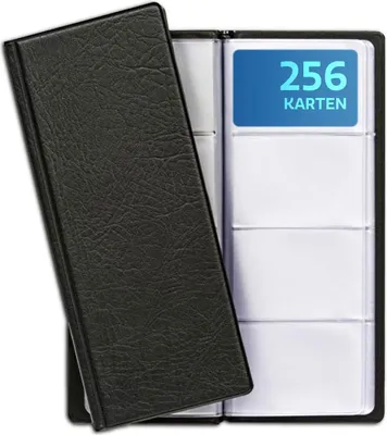 Produktbild von Visitenkartenmap für 256 Karten - Halter Schwarz - Aufbewahrung und Platzsparend - Kartenhüllen - Visitenkartenbuch für Büro
