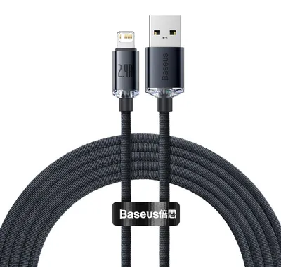 Zdjęcie produktu dla Kabel Baseus Crystal Shine USB-A – Lightning 2,0 m 2,4A czarny