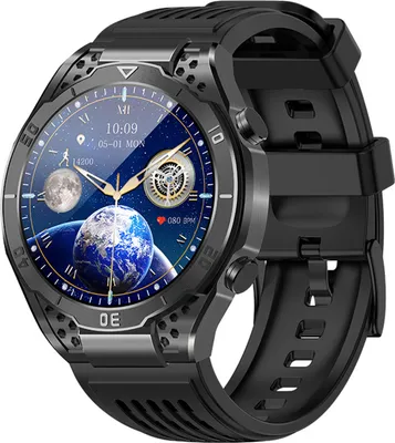 Obrázek produktu pro JA01 Chytré hodinky, 1,43palcový displej AMOLED | Bluetooth hovory | Více zdravotních funkcí, silikonový náramek, černá barva