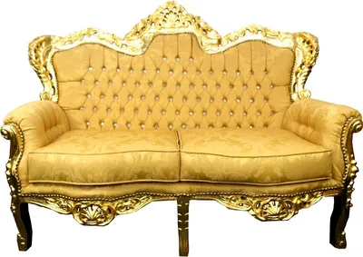 Produktbild von Casa Padrino Barock 2er Sofa Gold Muster  / Gold mit Bling Bling Glitzersteinen - Antik Stil Wohnzimmer Möbel