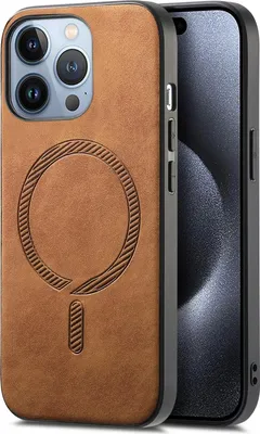 Zdjęcie produktu dla Etui MagSafe do Apple iPhone 16 Pro - Etui na tył Phonesta Retro Vegan Leather - Brązowe