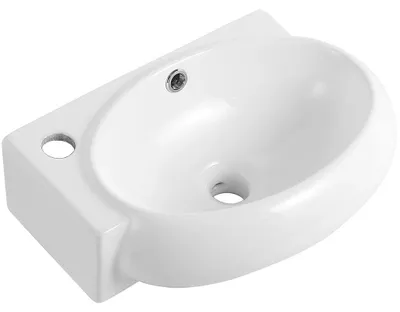 Zdjęcie produktu dla szkło ceramiczneO – Umywalka ceramiczna – wisząca – Avorio – lewa – biała z połyskiem – 43 x 29 cm