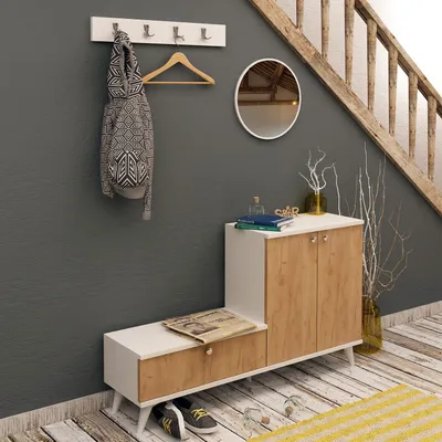 Immagine prodotto di Skye Decor, FİJEL- FİJELMDD, color rovere, bianco, scarpiere, 76x120x30 cm, pannello truciolare rivestito al 100% in melamina