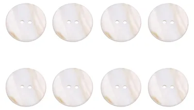 Image de Boutons en forme de coquillage - Perle naturelle - Pour la couture et la création - 8 pièces, 25 mm, blanc porcelaine