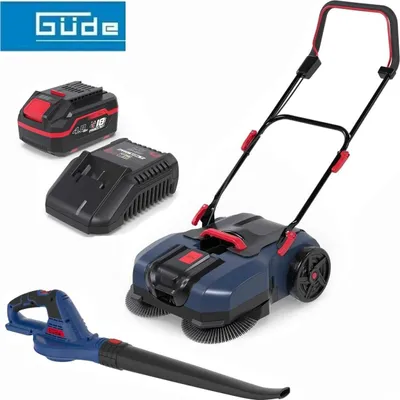 Produktbild von Güde Akku Kehrmaschine GKM 18 + Laubbläse BL 18 + Akku 4.0 Ah, Ladegerät