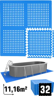 Produktbild von 11,2 m² Poolunterlage - 32 EVA Matten 62x62 - Unterlegmatten Set Pool Unterlage