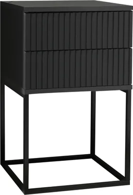 Zdjęcie produktu dla MARLE Nachttisch in Graphit - Moderner Nachtschrank mit Schubladen und schwarzem Metallgestell - 40 x 65 x 38,5 cm (B/H/T)