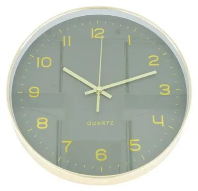 Productafbeelding van Cilgro wandklok, groen, 30 cm met gouden rand - een stijlvolle klok