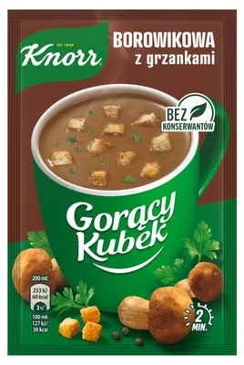 Produktbild von Knorr Gorący Kubek Steinpilzsuppe mit Croutons 15 g x 20 Stück