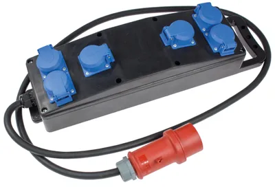 Produktbild von as-Schwabe Vollgummi-Stromverteiler CEE 400V 16A 5G2.5 auf 6x Schuko 230V IP44