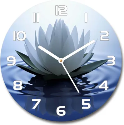 Produktbild von Wanduhr aus Glas 30fi Glasbild Glasuhr Gehärtetes Glas - weisse-zeiger - water lily