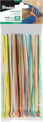 A package of colorful reusable cable ties.