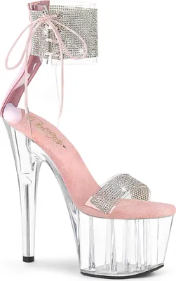 Produktbild von ADORE-727RS Pleaser Damen Plateau Riemchen Sandaletten Strass Manschette babypink